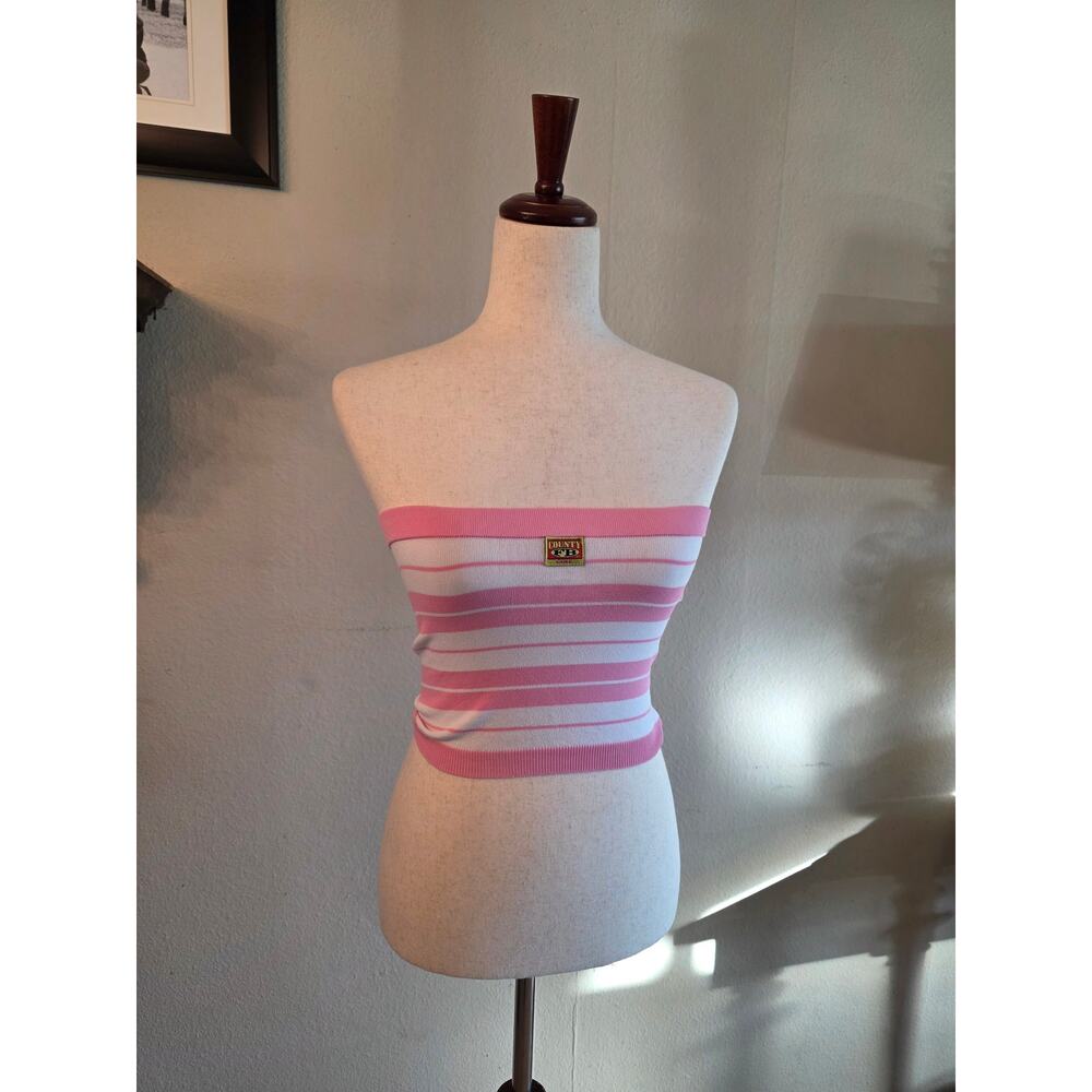 FB County Pink White Stripe Tube Top SZ M/L 90s Streetwear